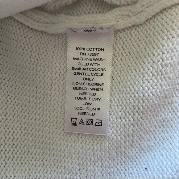 Martha Stewart Hooded White Sweater V Neck Large Pull Over Beachy Chunky - Picture 9 of 9